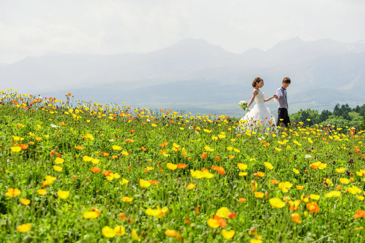 お花畑での前撮りロケーション