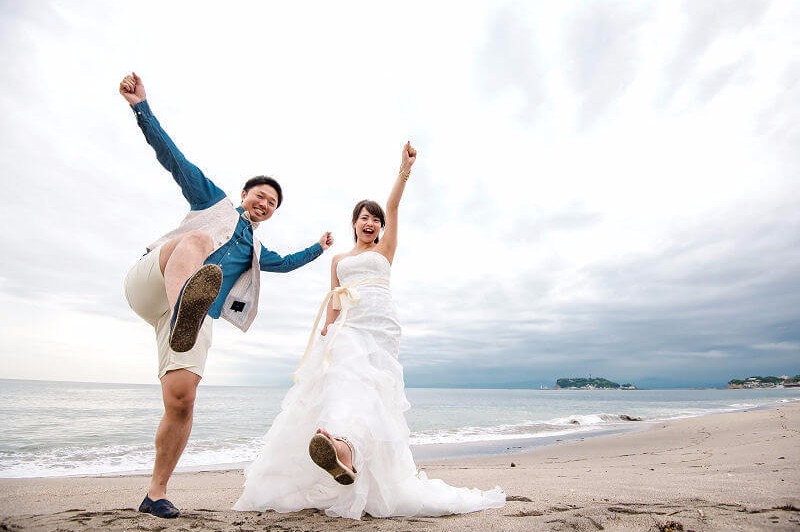 稲村ケ崎で爽やかな前撮りショット