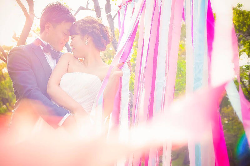 前撮りアイテムのリボンカーテン