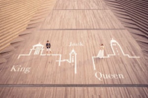 大桟橋でフォトウェディング